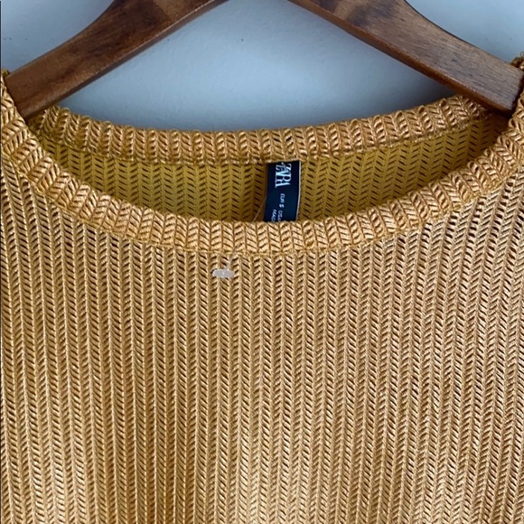 Zara Long Sleeve Herringbone Stitch Crop Top S - Picture 3 of 7